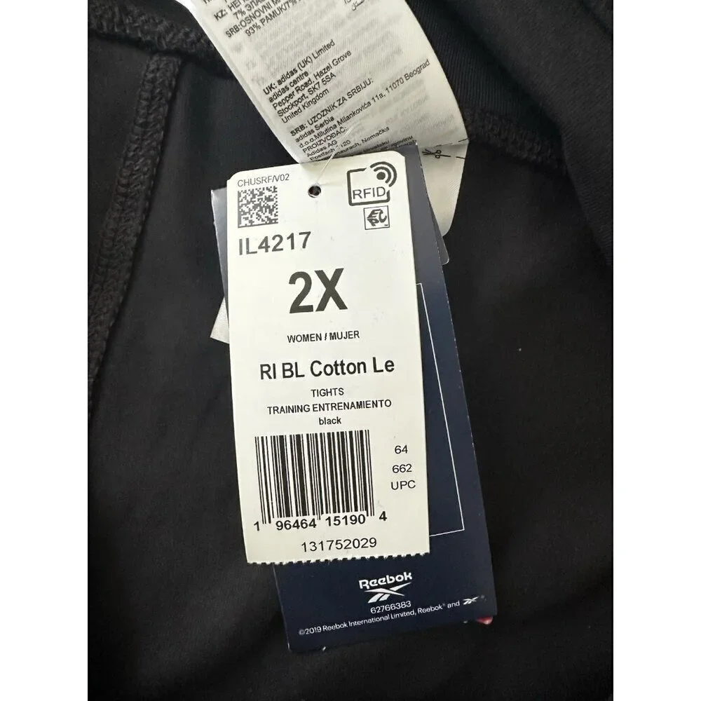 Reebok Women’s RI BL Cotton Le Tight  Black Size 2X Legging New
